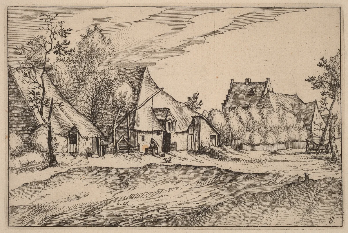 Farms in a Village by Claes Jansz Visscher, print, 1612