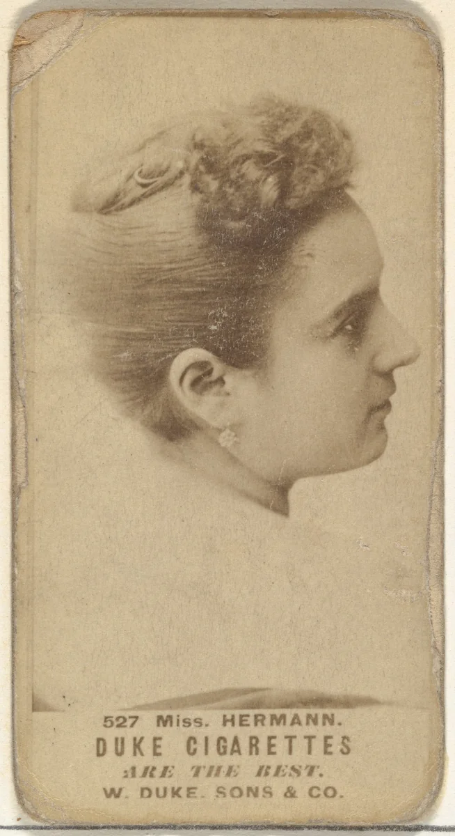 Card Number 527, Miss Hermann, from the Actors and Actresses series (N145-7) issued by Duke Sons & Co. to promote Duke Cigarettes by W. Duke, Sons & Co., photograph, 1880-1889