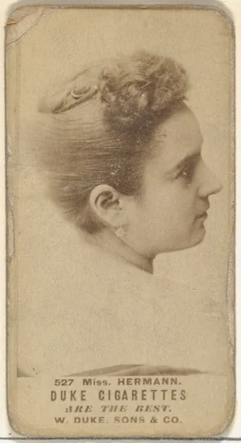 Card Number 527, Miss Hermann, from the Actors and Actresses series (N145-7) issued by Duke Sons & Co. to promote Duke Cigarettes by W. Duke, Sons & Co., photograph, 1880-1889