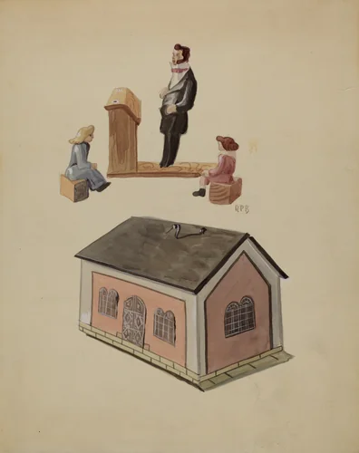 Toy School House by Raoul Du Bois, index of american design, 1936