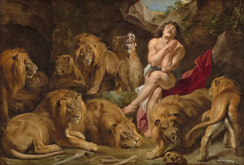 Daniel in the Lions' Den by Peter Paul Rubens, painting, 1614-1616
