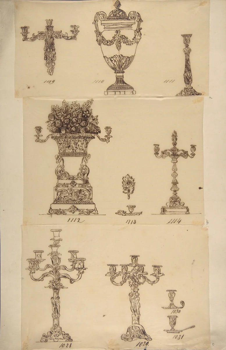 Various Designs for Lighting by anonymous, drawing, 1800-1899