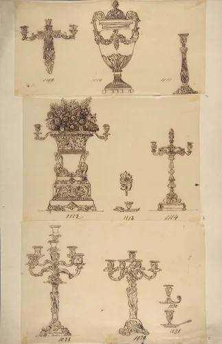 Various Designs for Lighting by anonymous, drawing, 1800-1899