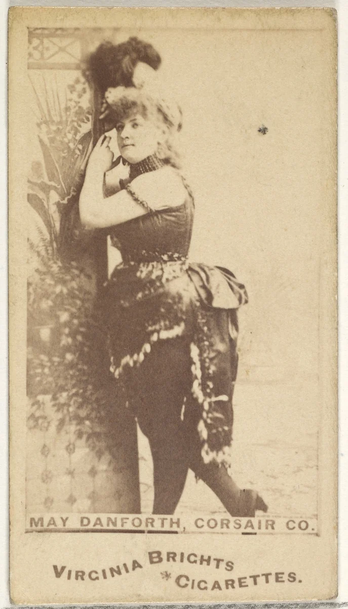 May Danforth, Corsair Co., from the Actors and Actresses series (N45, Type 1) for Virginia Brights Cigarettes by Allen & Ginter, photograph, 1885-1891