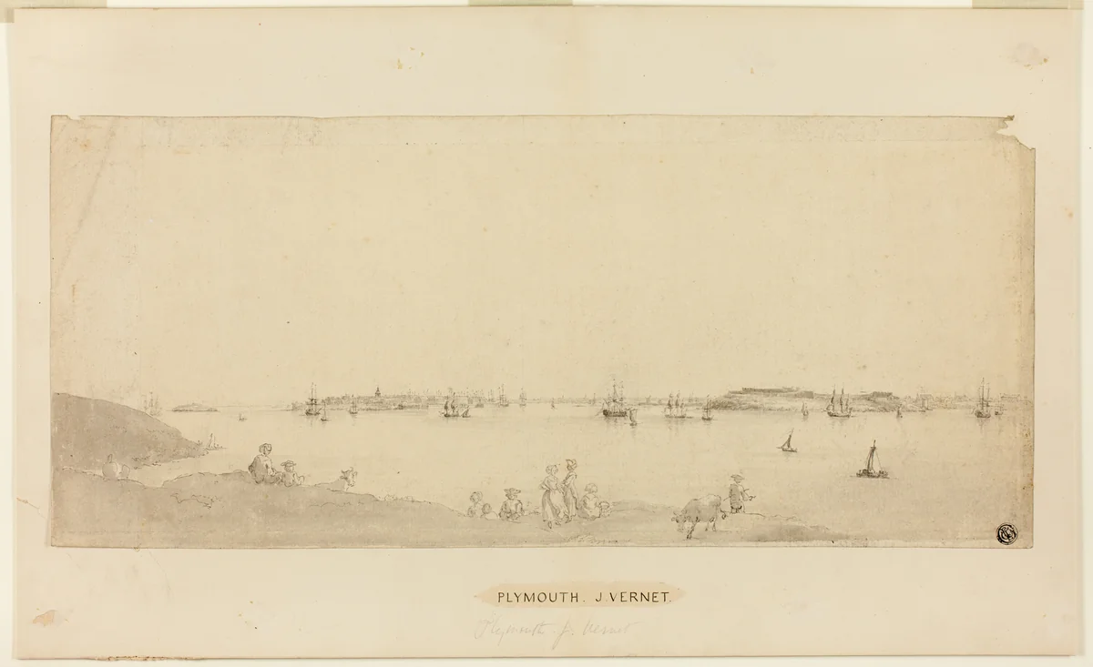 Plymouth Harbor by Claude Joseph Vernet, drawing, 1722-1789