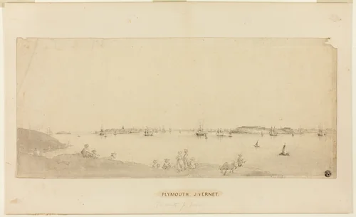 Plymouth Harbor by Claude Joseph Vernet, drawing, 1722-1789