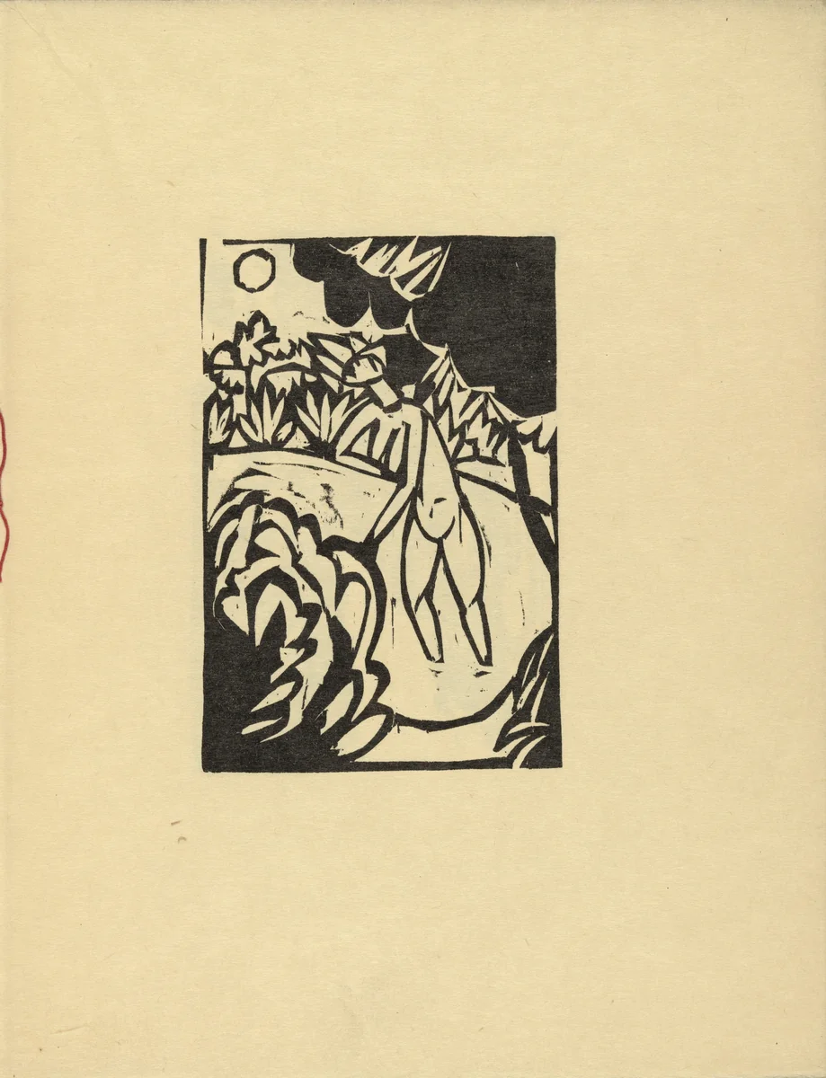 The Canoness in the Lake (Das Stiftsfräulein im See) (plate, folio 4) from Das Stiftsfräulein und der Tod (The Canoness and Death) by Ernst Ludwig Kirchner, illustrated book, 1913