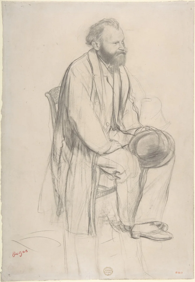 Édouard Manet, Seated, Holding His Hat by Edgar Degas, drawing, 1863-1873
