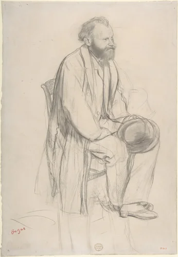 Édouard Manet, Seated, Holding His Hat by Edgar Degas, drawing, 1863-1873