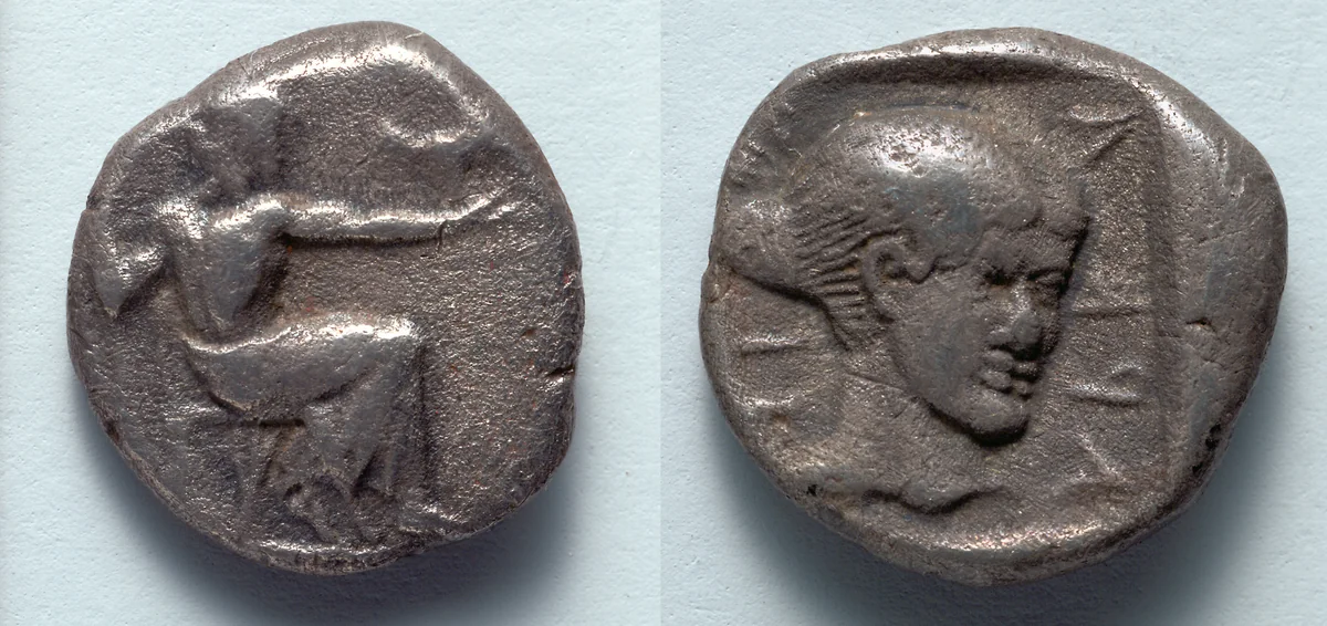 Hemidrachm: Zeus (obverse); Head of Despoina (reverse) by Unknown, metalwork, -465--455