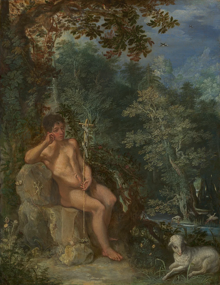 Saint John the Baptist in the Wilderness by Adam Elsheimer, painting, 1600-1610