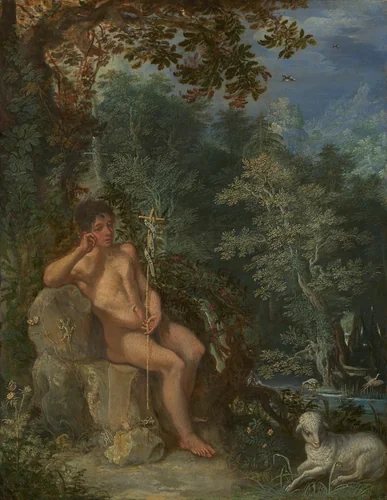 Saint John the Baptist in the Wilderness by Adam Elsheimer, painting, 1600-1610