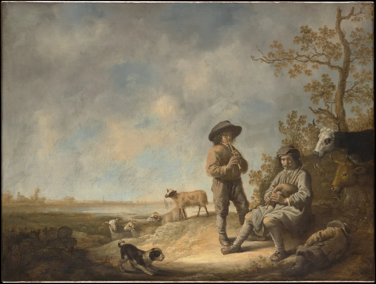 Piping Shepherds by Aelbert Cuyp, painting, 1643-1644