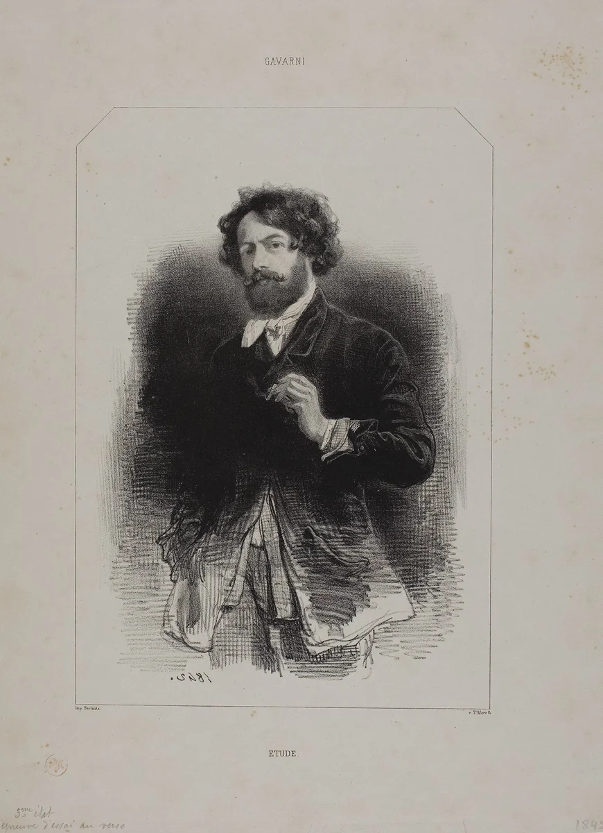 Self-Portrait by Paul Gavarni, print, 1842