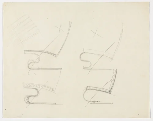 Chair without Arms (Elevation sketches) by Ludwig Mies van der Rohe, mies van der rohe archive, 1926