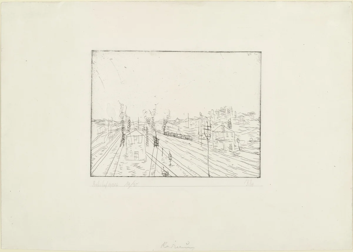 Railroad Station (Bahnhof) by Paul Klee, print, 1911
