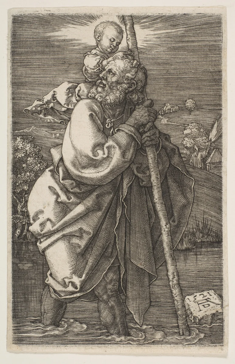 Saint Christopher Facing Left by Albrecht Dürer, print, 1521