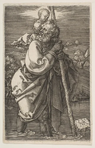 Saint Christopher Facing Left by Albrecht Dürer, print, 1521