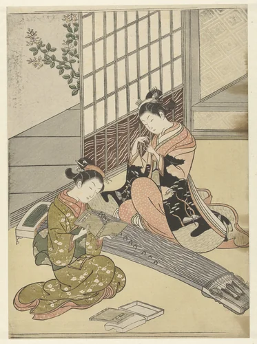 Neerstrijkende ganzen bij de koto bruggen by Suzuki Harunobu (鈴木春信), print, 1764-1769