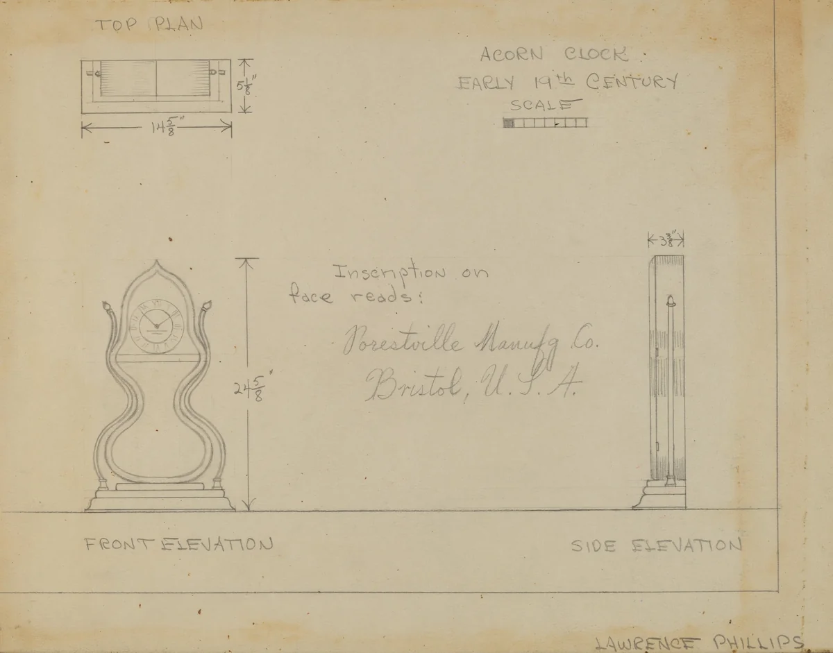 Clock by Lawrence Phillips, index of american design, 1936
