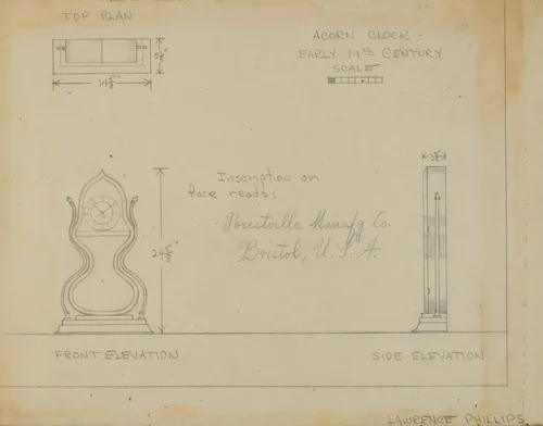Clock by Lawrence Phillips, index of american design, 1936