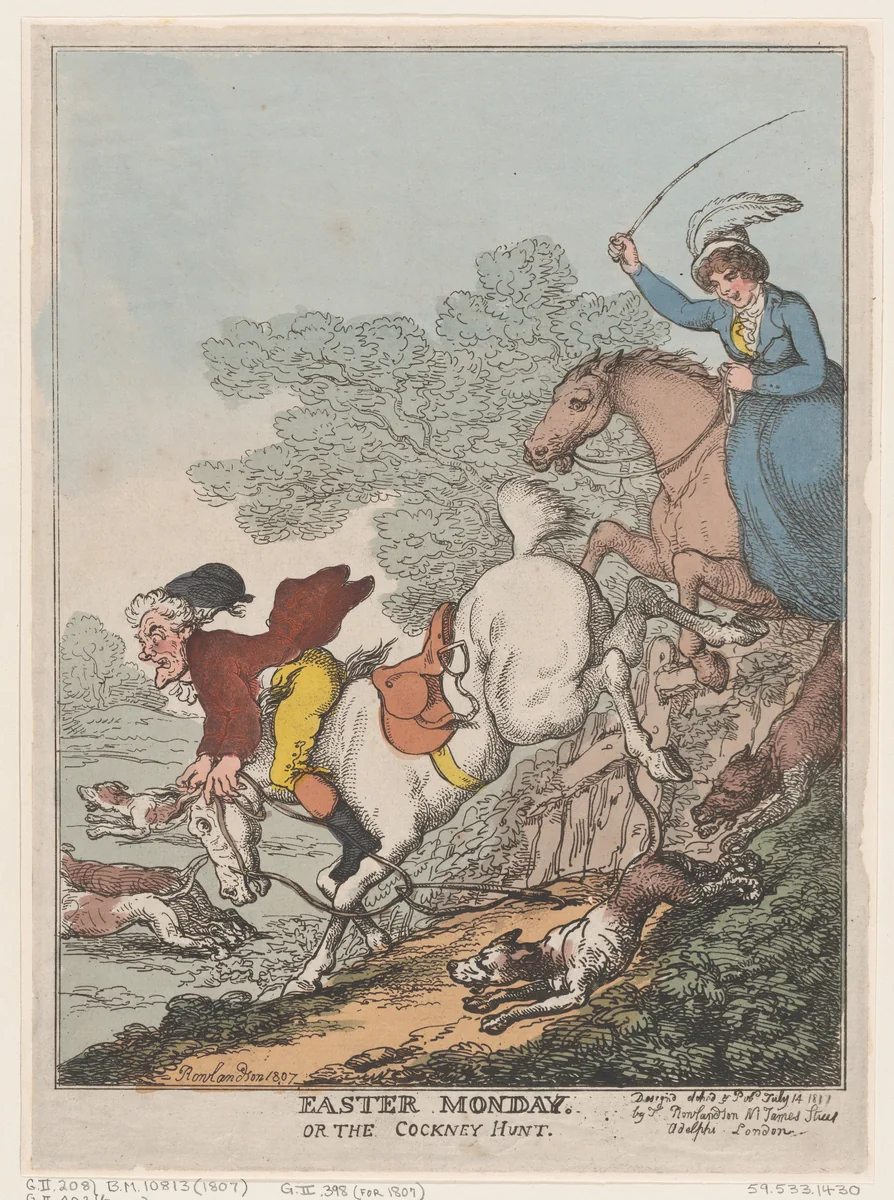 Easter Monday, or The Cockney Hunt by Thomas Rowlandson, print, 1807