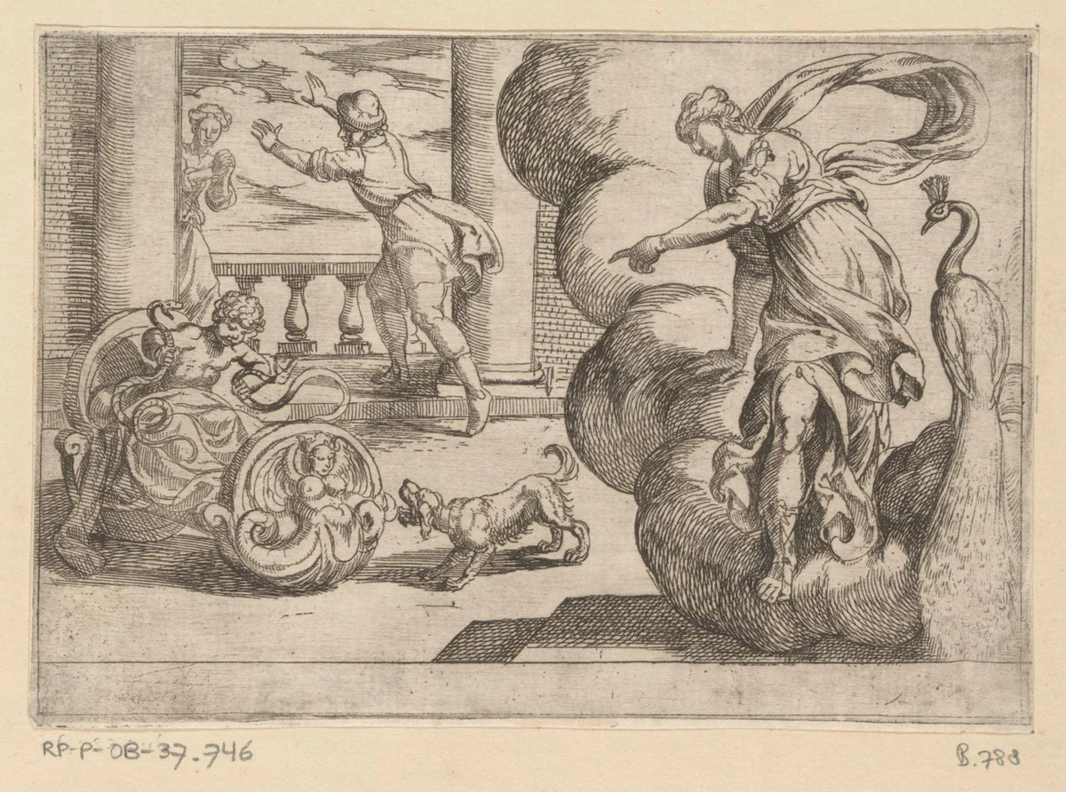 Het kind Hercules doodt de slangen by Antonio Tempesta, print, 1608