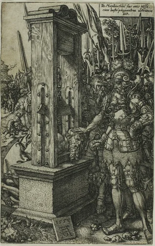 Titus Manlius Beheading his Son by Heinrich Aldegrever, print, 1553
