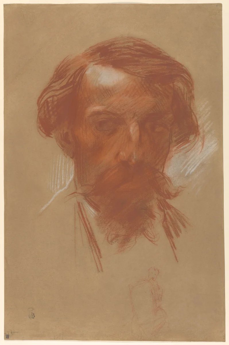 Self-Portrait by Jean Baptiste Carpeaux, drawing, 1860-1870