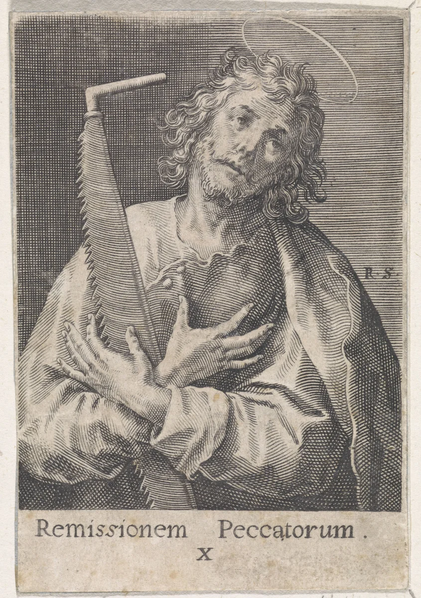 Apostel Simon de Zeloot by Unknown, print, 1570-1600