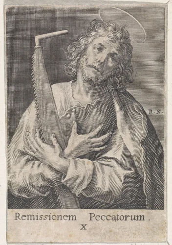 Apostel Simon de Zeloot by Unknown, print, 1570-1600