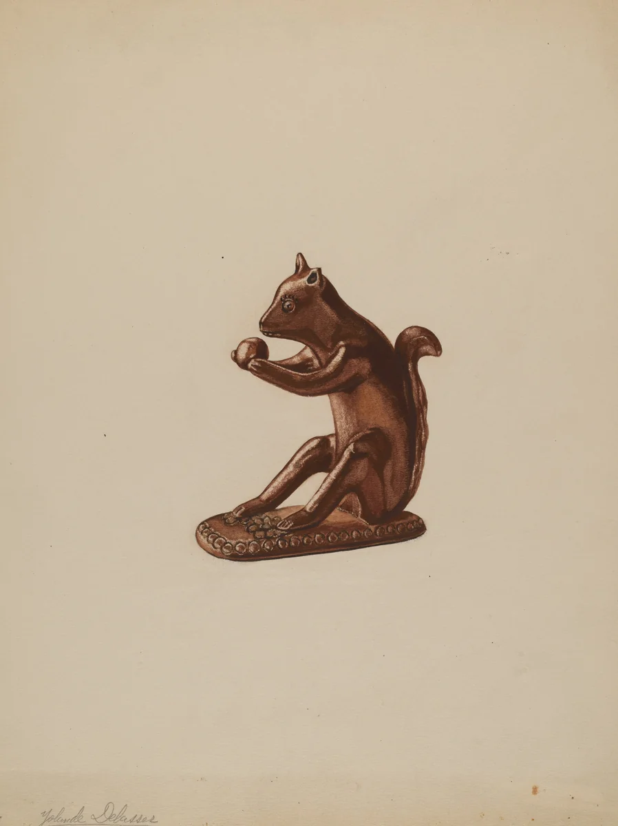 Squirrel Statuette by Yolande Delasser, index of american design, 1937