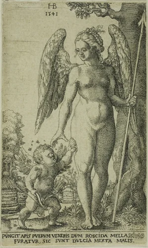 Cupid Bringing and Honeycomb to Venus by Hans Brosamer, print, 1541