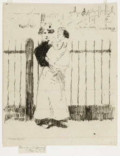 Emma and Her Baby, Chelsea Embankment by Theodore Roussel, print, 1888-1889