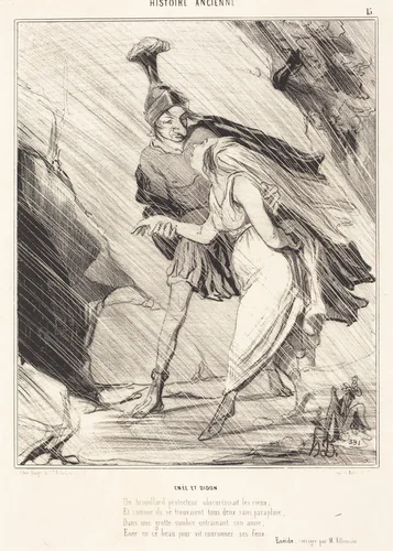 Enée et Didon by Honoré Daumier, print, 1842
