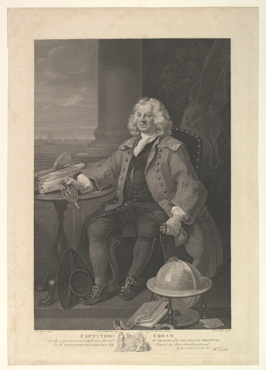 Captain Thomas Coram by William Nutter, print, 1796