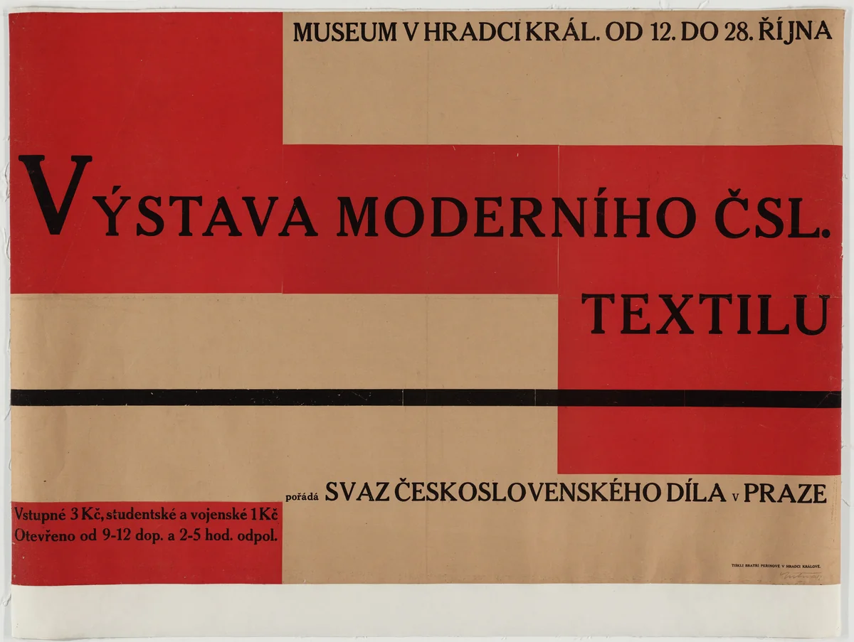 Vystava moderniho csl. textilu (Poster for Modern Textiles Exhibition) by Ladislav Sutnar, design, 1928