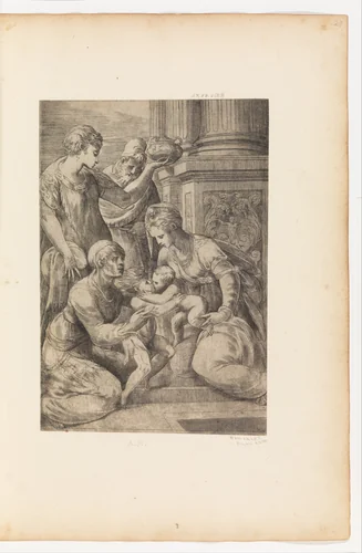 Holy Family with Saints by Andrea Schiavone, print, 1510-1563