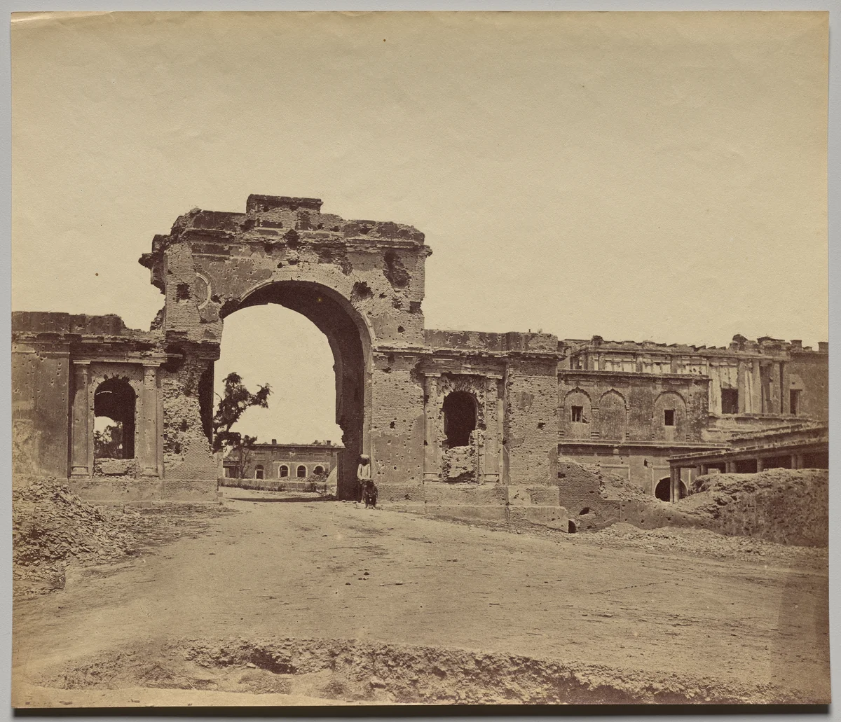 Gateway Leading into the Residency, held by Captain Aitken, 13th Bengal Native Infantry, commonly called the Bailee Guard Gate by Felice A. Beato, photograph, 1858