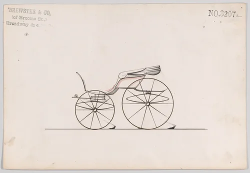 Design for Pony Phaeton, no. 3207a by Brewster & Co., drawing, 1876