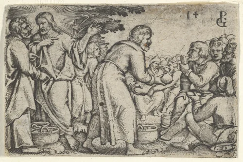 The Miracle of the Loaves and the Fishes, from "The Story of Christ" by Georg Pencz, print, 1534-1535