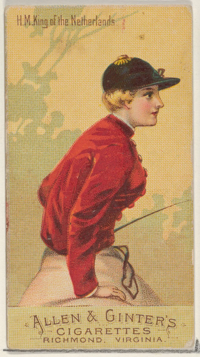 H.M. King of the Netherlands, from the Racing Colors of the World series (N22b) for Allen & Ginter Cigarettes by Allen & Ginter, print, 1888
