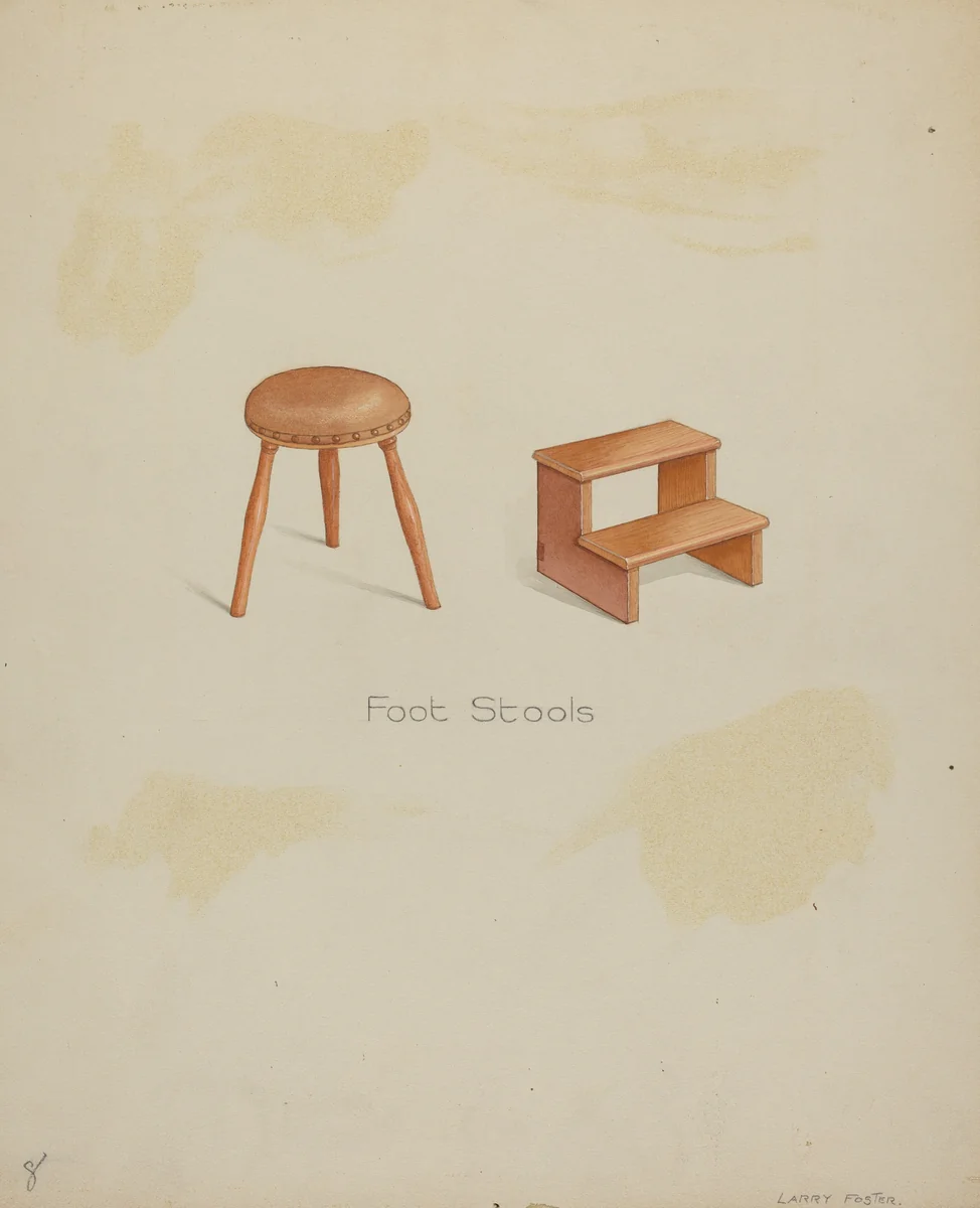 Shaker Stools by Lawrence Foster, index of american design, 1935-1942