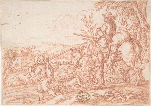 November (one of a series representing the labors of the months) by Jonas Umbach, drawing, 1690