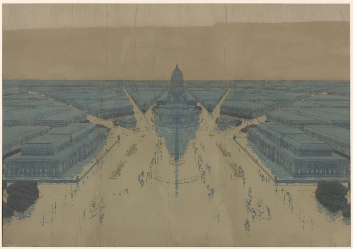 View of the Proposed Civic Center Plaza and Buildings, The 1909 Plan of Chicago by Daniel Hudson Burnham, drawing, 1908