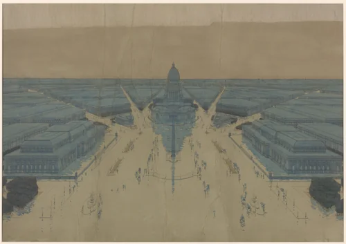 View of the Proposed Civic Center Plaza and Buildings, The 1909 Plan of Chicago by Daniel Hudson Burnham, drawing, 1908