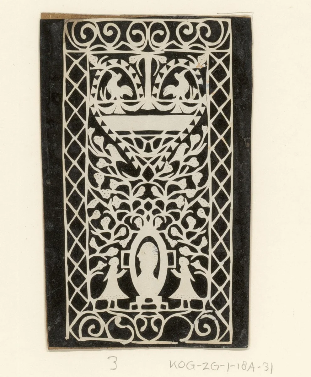 Hart met vogel en portret van een onbekende man by anonymous, other, 1750-1849