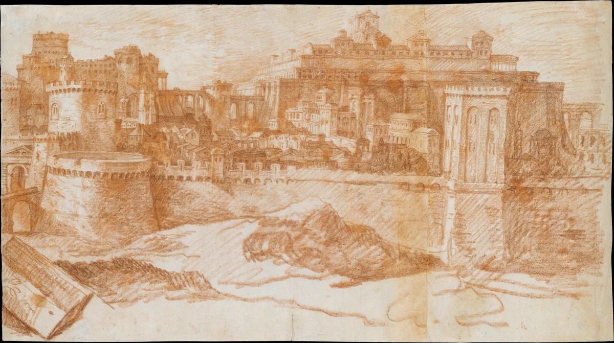 View of Jerusalem with the Temple of Solomon by Philippe de Champaigne, drawing, 1610-1674