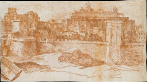View of Jerusalem with the Temple of Solomon by Philippe de Champaigne, drawing, 1610-1674