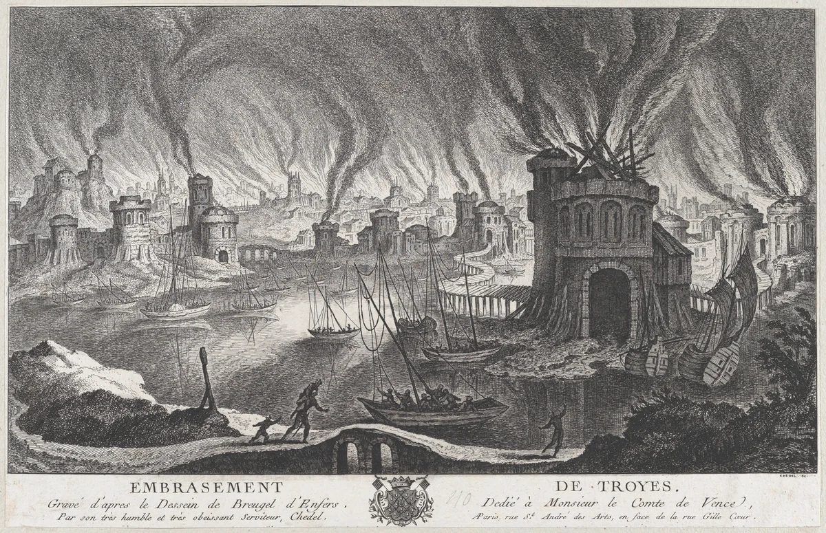 Embrasement de Troyes by Quentin Pierre Chedel, print, 1720-1762